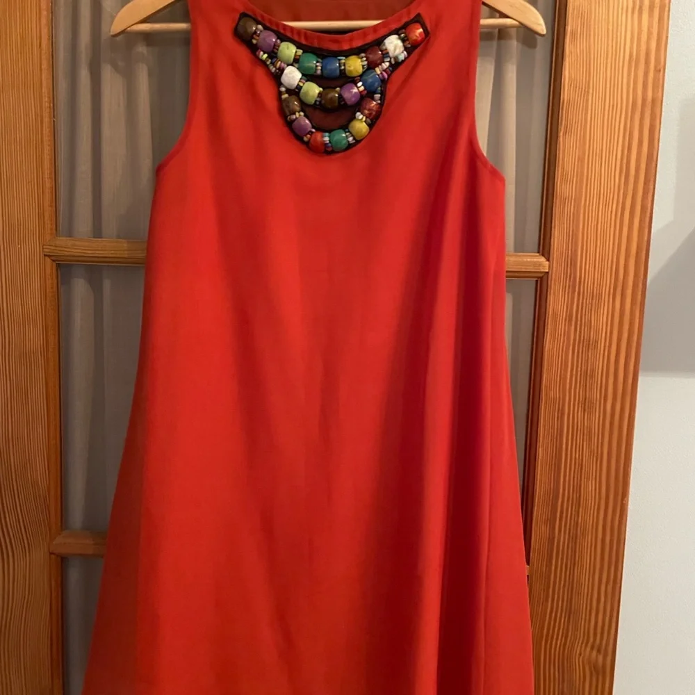 Rare London Beaded neckline orange mini dress ASOS - Picture 4 of 7